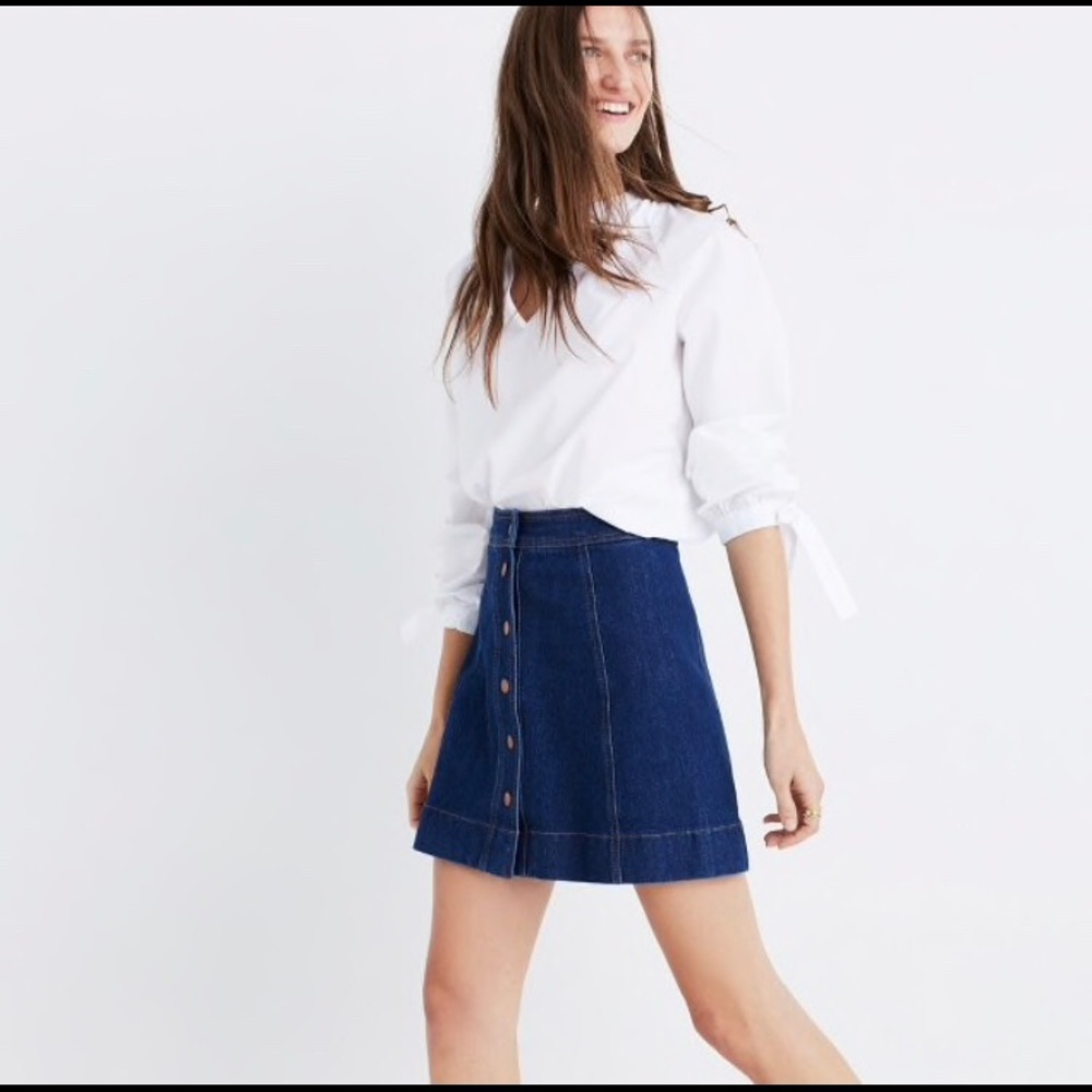 Madewell metropolis snap jean skirt